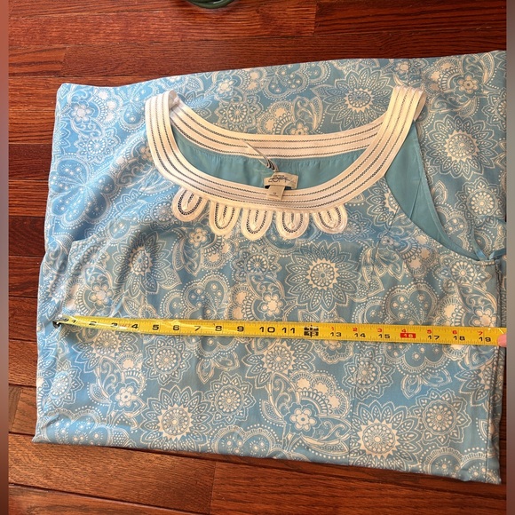 Ann Taylor LOFT Blue & White Floral Lace Trim Sleeveless Shift Dress Size 12 NWT - Picture 10 of 14